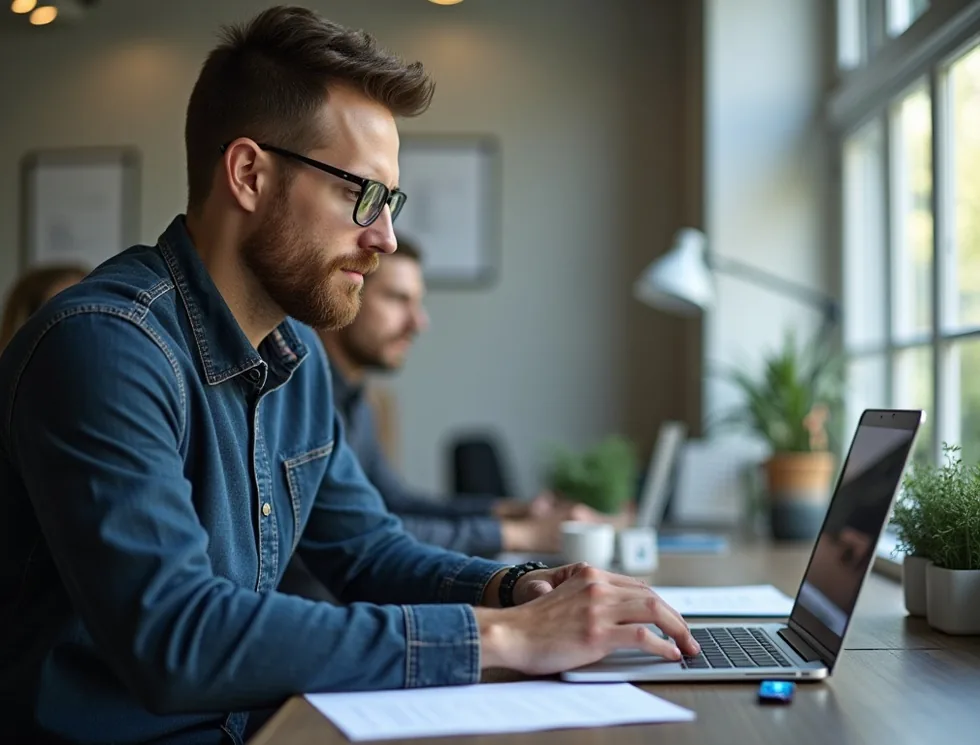 Consultant helping entrepreneur develop business strategy